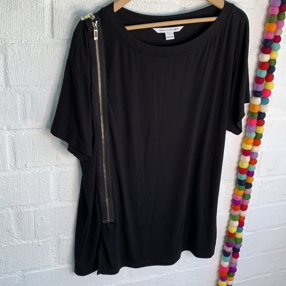 Diane von Furstenberg DVF Zipper Tee Shirt Stretch Blouse sz S - Picture 3 of 9